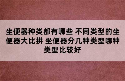 坐便器种类都有哪些 不同类型的坐便器大比拼 坐便器分几种类型哪种类型比较好